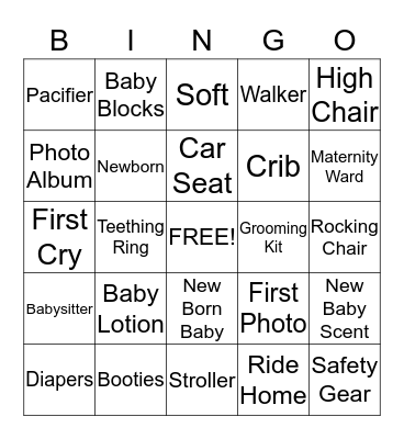 Baby Shower Bingo Card