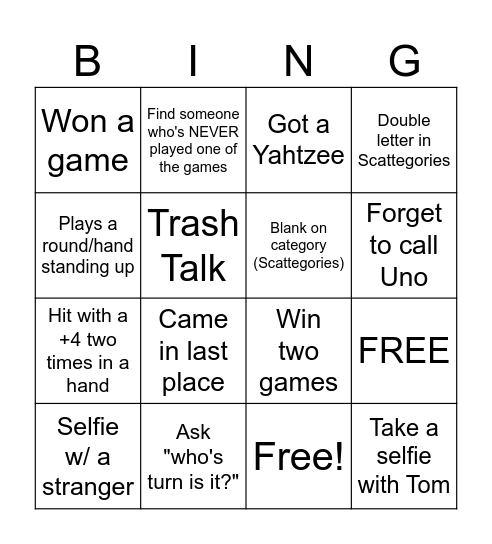 Game Night BINGO! Bingo Card