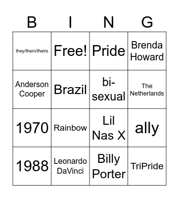 TriPride Happy Hour & Bingo Card