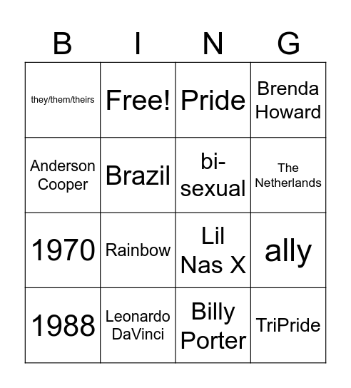 TriPride Happy Hour & Bingo Card