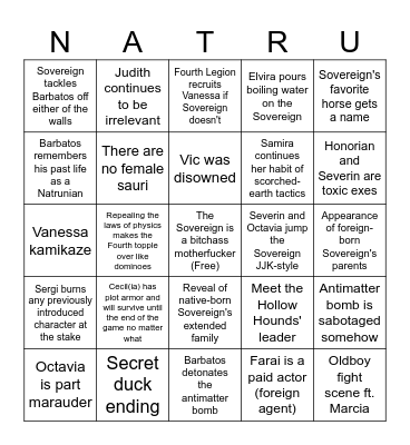 When the Walls are Natrun Bingo Card