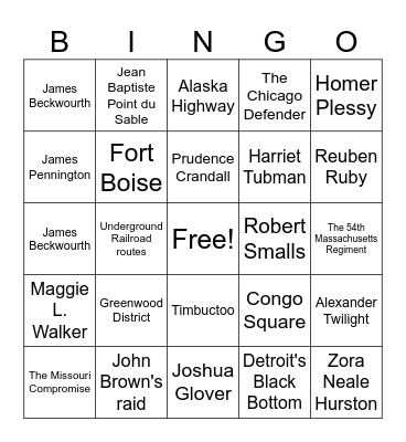 Black History Month Bingo Card
