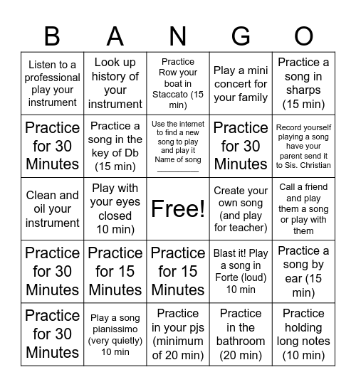 DUE DATE: FEBRUARY 12TH Bingo Card