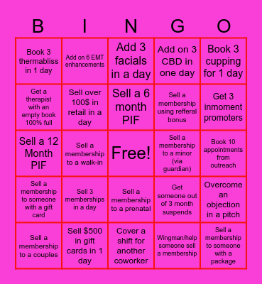 February Bingo Challenge Bingo Card