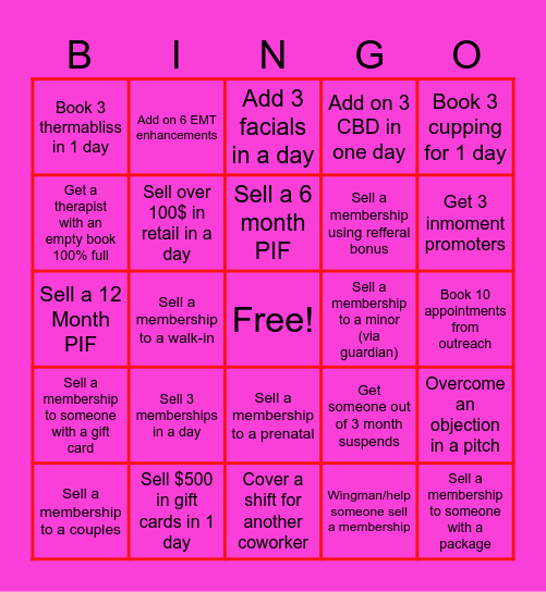 February Bingo Challenge Bingo Card