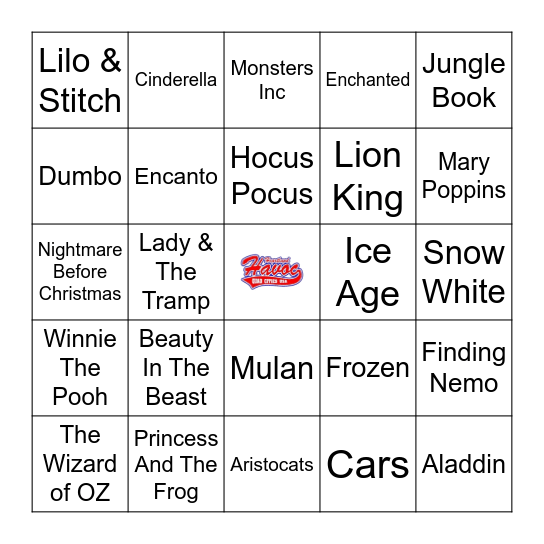 Children's Movies Bingo Card