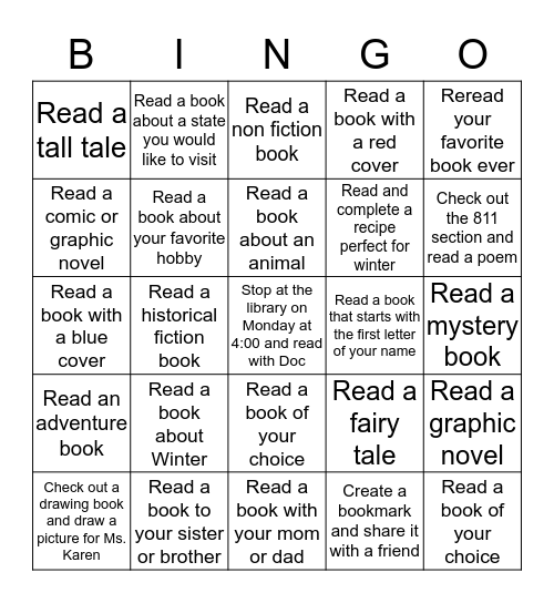 Winter Bingo Card