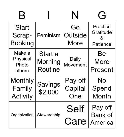 2026 Bingo Card