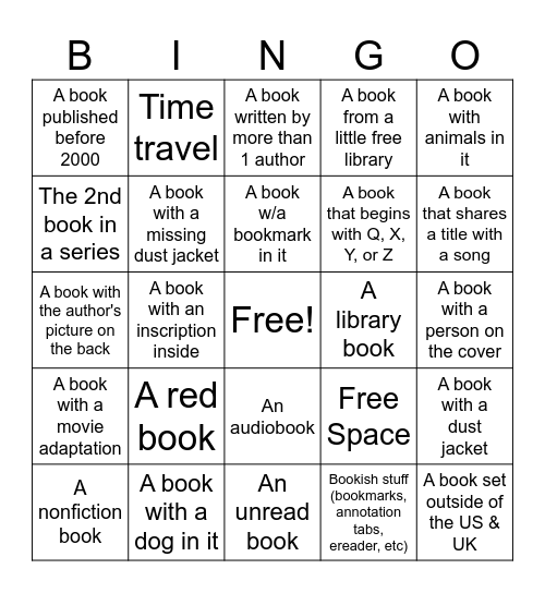 Bookshelf Bingo Card