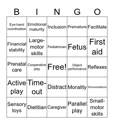 Unit 4 Parenting BINGO Card