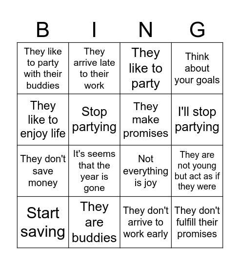 Las Promesas y los Propósitos Bingo Card