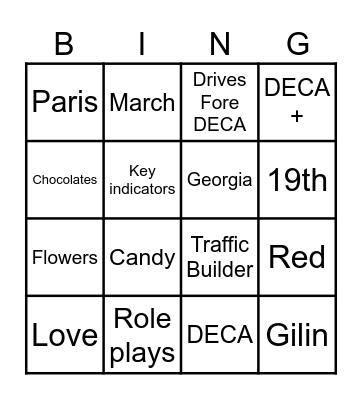 DECA Bingo Card