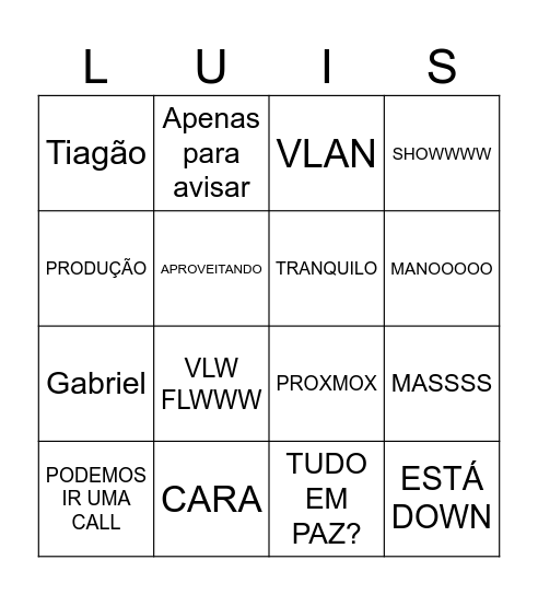 Bingo do Luisão Bingo Card