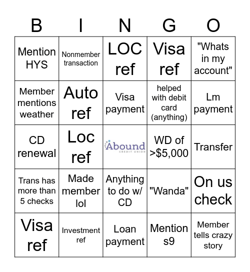 Bardstown Branch Bingo Card