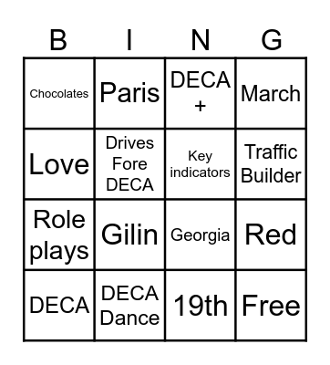DECA Bingo Card
