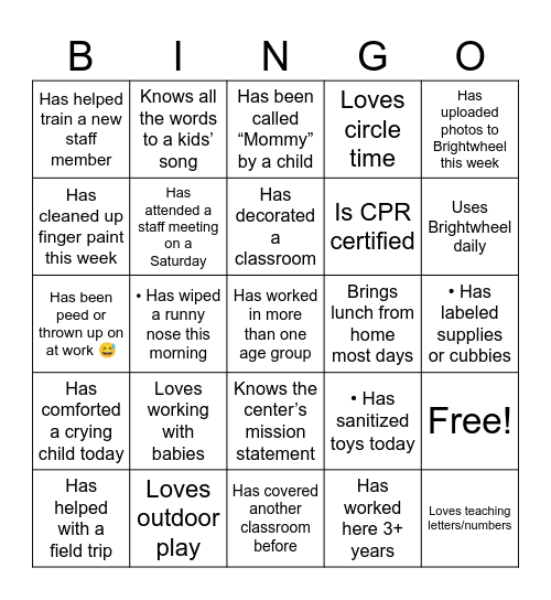 MDC Ice Breaker Bingo Card