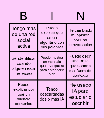 Bingo comunicativo Bingo Card