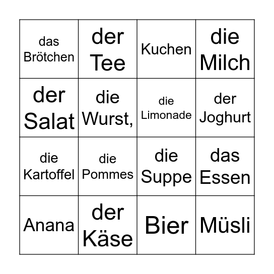 Das Essen Bingo Card