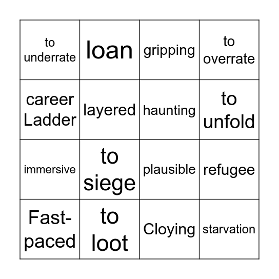 Vocab bingo 1 Bingo Card