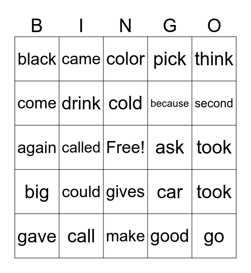 K/G bingo Card