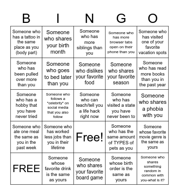Untitled Bingo Card