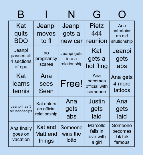 The Delulu Crew Bingo Card