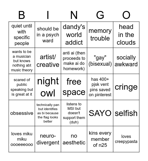 beepbeep kinnie bingo Card