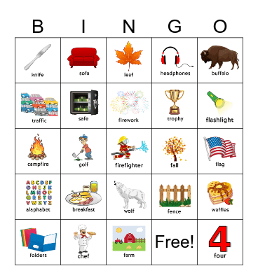 ALL POSITIONS /F/ SOUND Bingo Card