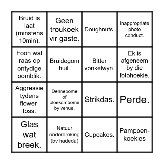 Bruilof Bingo Card