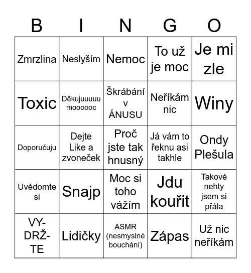 Tvarohové BINGO Card