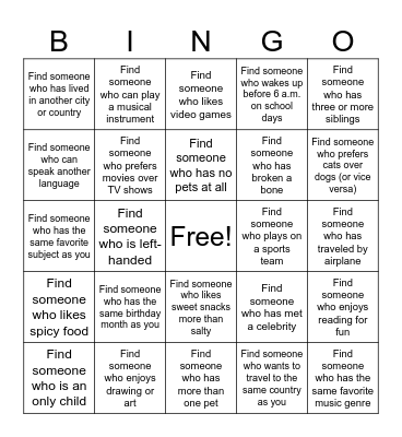 Nes Semester Ice breaker Bingo!! Bingo Card
