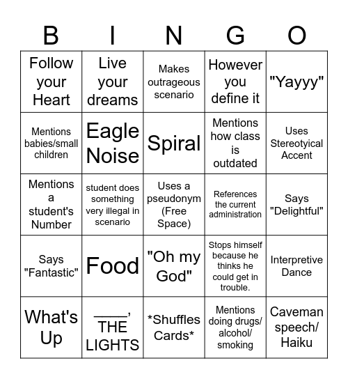 Wiers Bingo! Bingo Card