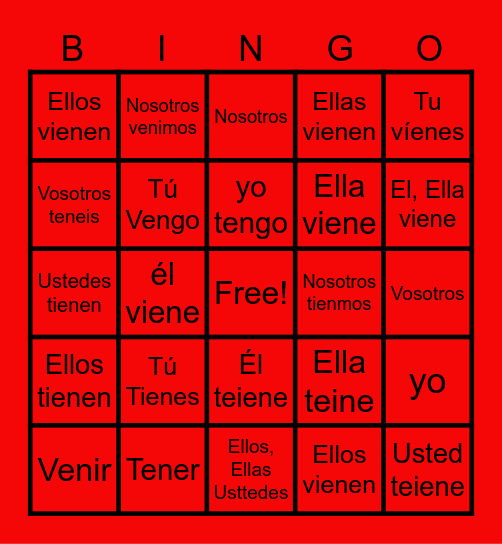 Andrew Bingo Card