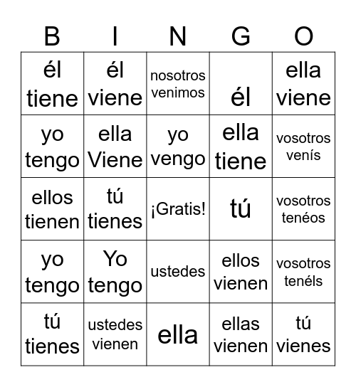 Phoebe Bingo Card