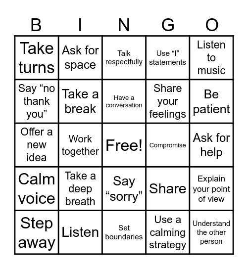 Conflict Resolution Strategies Bingo Card