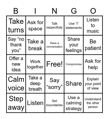 Conflict Resolution Strategies Bingo Card