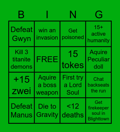 Dark Souls 1k Celebration Bingo Card