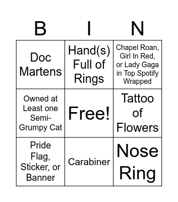 Girls & Gays Bingo Card