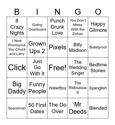Adam Sandler Movies! Bingo Card