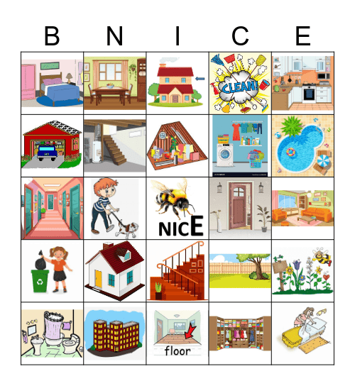 6B Rooms of the house Bingo Card