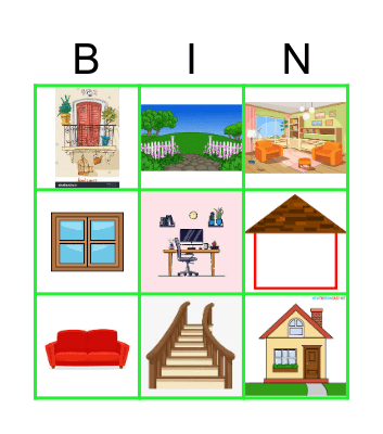 Partes de la casa Bingo Card