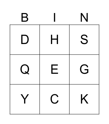ABC Bingo Card
