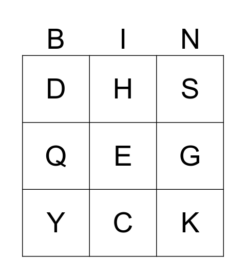 ABC Bingo Card