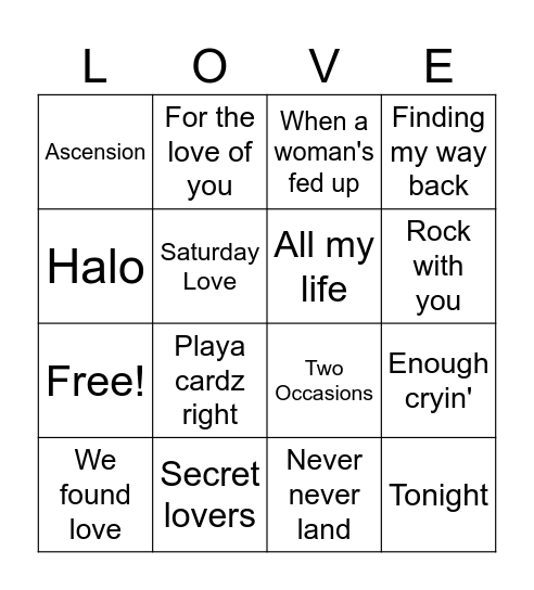 Be My Valentine Bingo Card