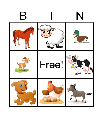 FARM ANIMALS Bingo Card
