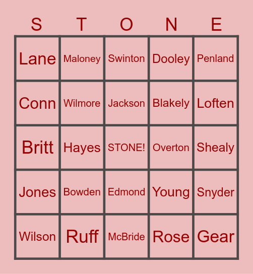 Stone Cold Veteran's Bingo Card