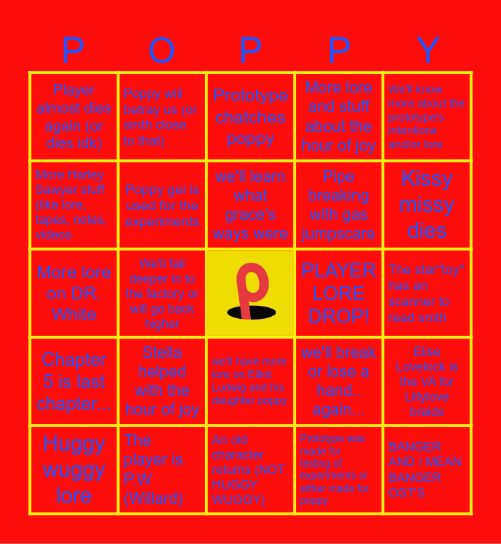 My Poppy Playtime predictions! Bingo Card