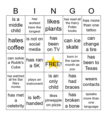 COWORKER BINGO Card