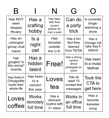 CSB Icebreaker Bingo Card