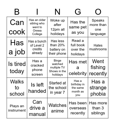 Find someone who... Bingo Card